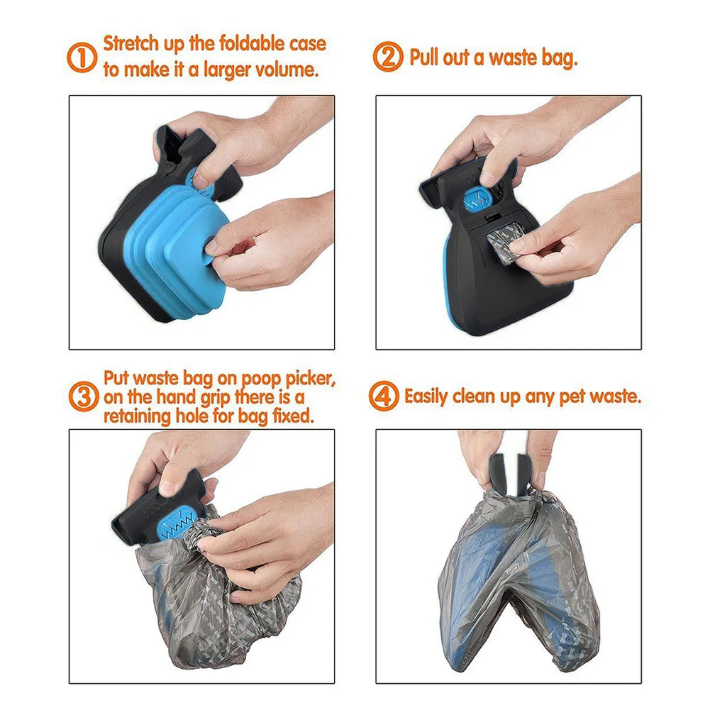 "Portable Poop Scooper - Complete Kit with Biodegradable Bags for Walking Your Dog"