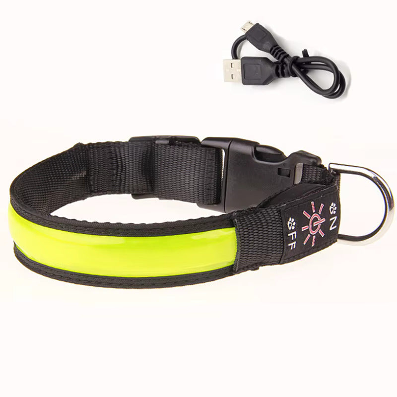 LED Luminous Dog Collar Adjustable Flashing USB Charging Glowing Collar Night Light Harness For Big Medium Small Dogs Pet Items