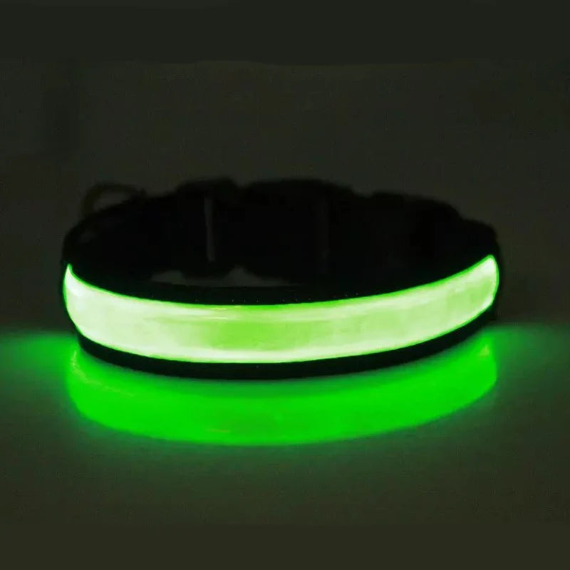 LED Luminous Dog Collar Adjustable Flashing USB Charging Glowing Collar Night Light Harness For Big Medium Small Dogs Pet Items